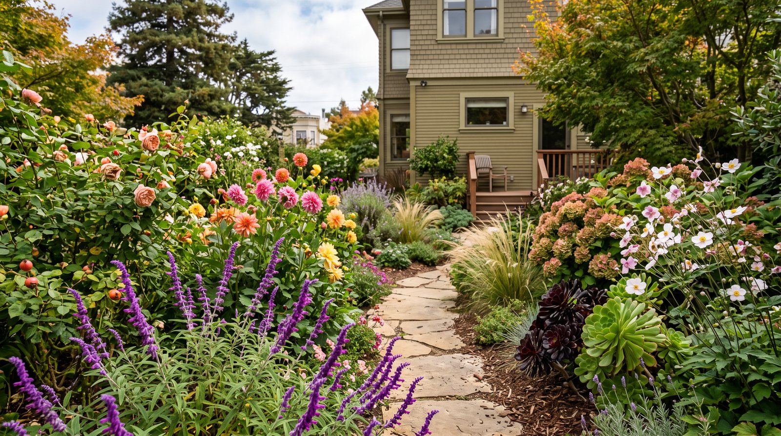 A private cutting garden of dahlias in late summer